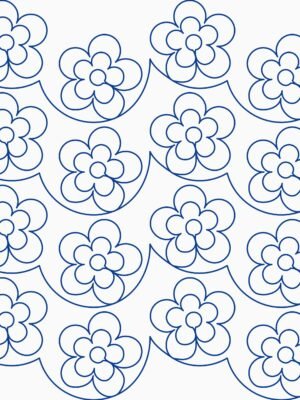 PRIMAVERA Spring Blossom spring floral longarm quilting pattern with rounded flowers