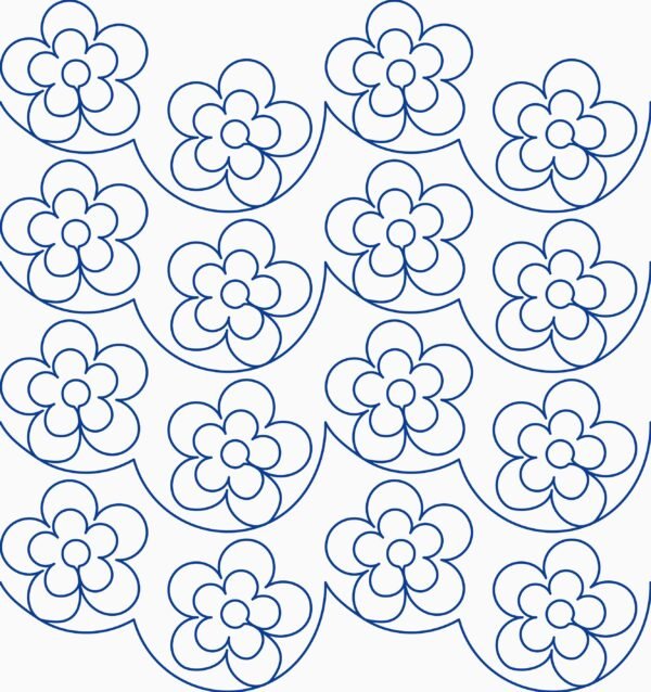 Spring Blossom spring floral longarm quilting pattern with rounded flowers