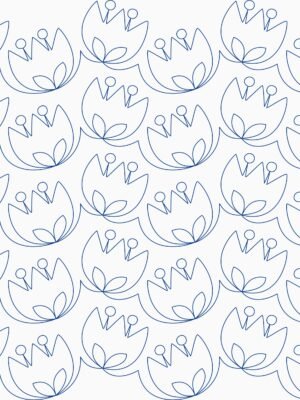 MONCHI Monchi modern whimsical floral longarm quilting pattern with rounded crown detail