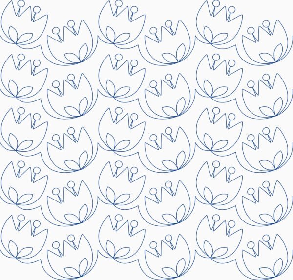 MONCHI Monchi modern whimsical floral longarm quilting pattern with rounded crown detail