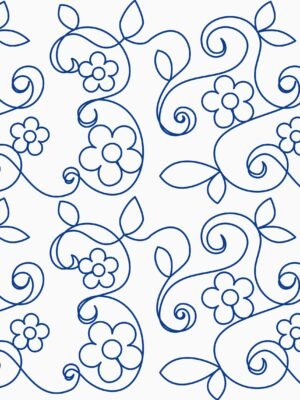 LILY Lily romantic floral scroll longarm quilting pattern with flowing vines and blossoms