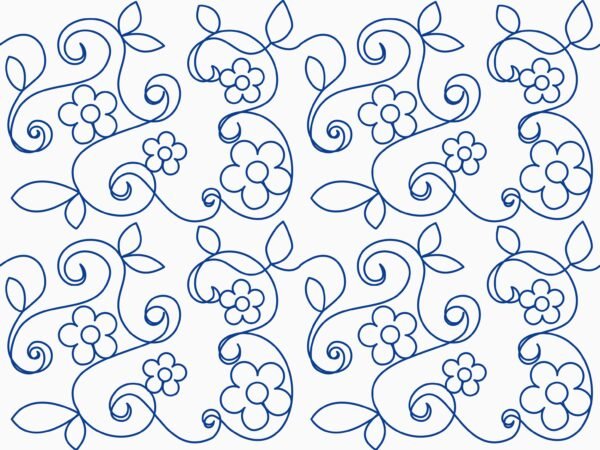 Lily romantic floral scroll longarm quilting pattern with flowing vines and blossoms