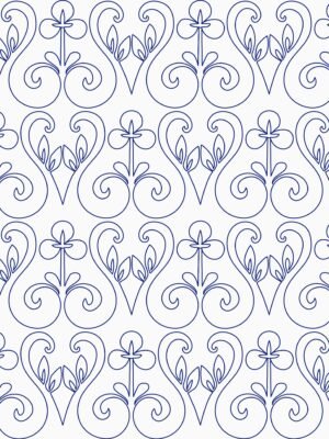 Lumier elegant floral scroll longarm quilting pattern with half-drop layout
