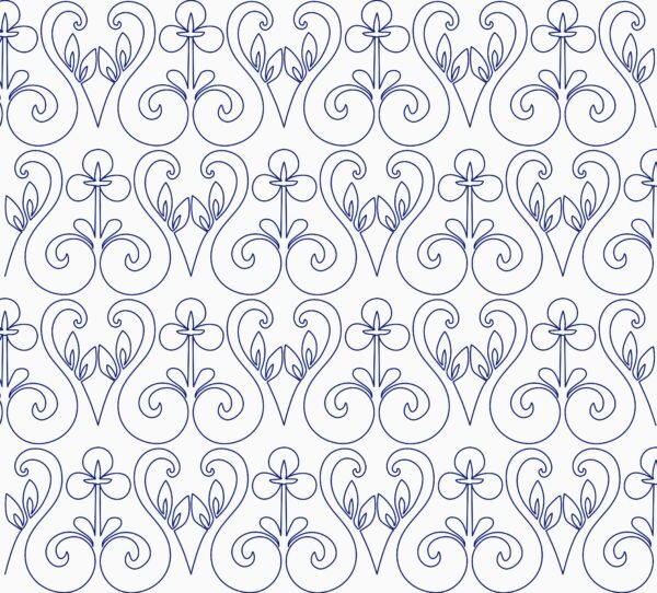Lumier elegant floral scroll longarm quilting pattern with half-drop layout