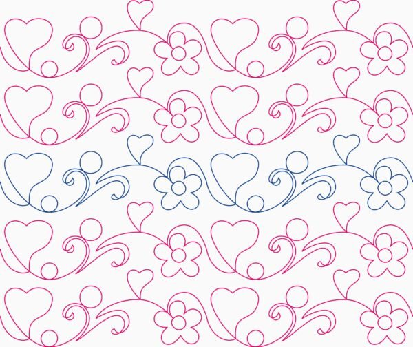 flowing heart vine longarm quilting pattern edge to edge design