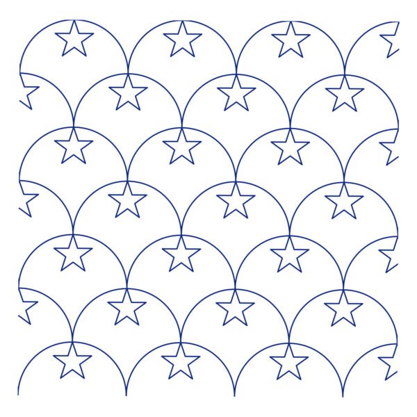 Clamshell with Star longarm quilting pattern edge to edge digital pantograph