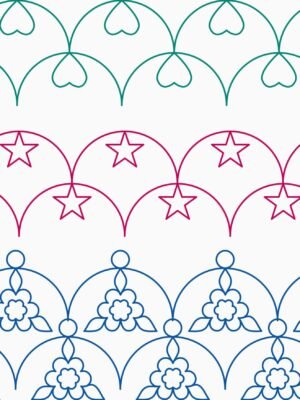 modern clamshell quilting pattern bundle stars hearts flowers longarm set