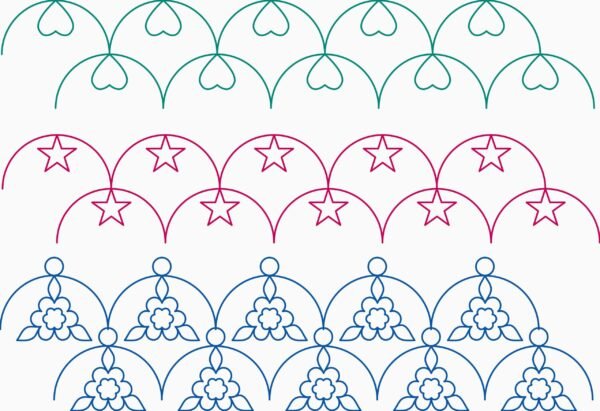 modern clamshell quilting pattern bundle stars hearts flowers longarm set