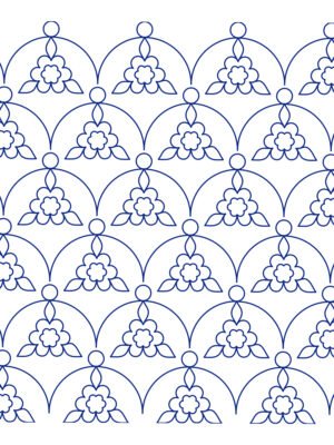clamshell-with-flower-longarm-quilting-pattern Clamshell with Flower longarm quilting pattern edge to edge digital pantograph