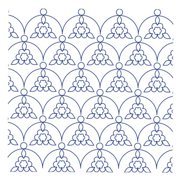 Clamshell with Flower longarm quilting pattern edge to edge digital pantograph