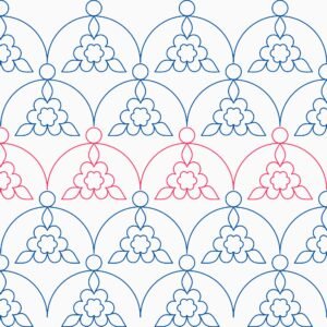 Clamshell with Flowers patrón digital de acolchado longarm estilo Sashiko – Digital Harmony Quilting