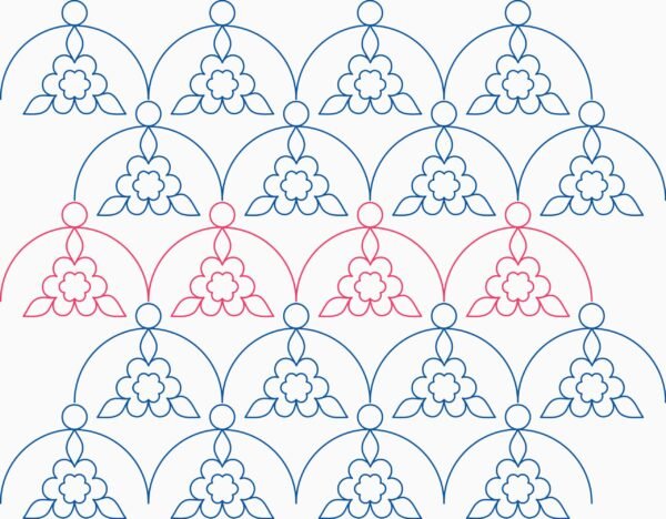 CLAMSHELL WITH FLOWER floral clamshell longarm quilting pattern edge to edge design