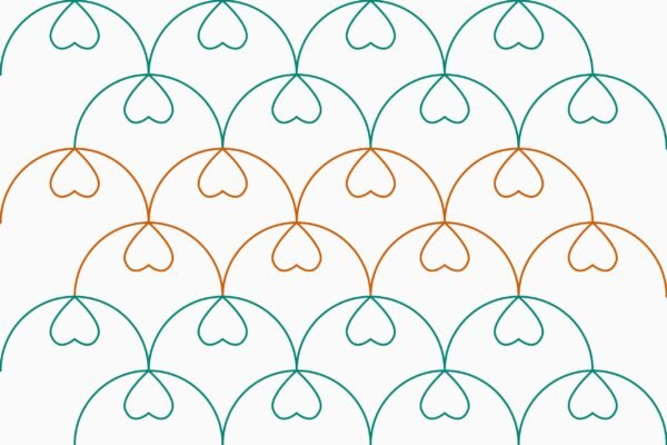 CLAMSHELL WITH HEART modern clamshell heart longarm quilting pattern edge to edge design