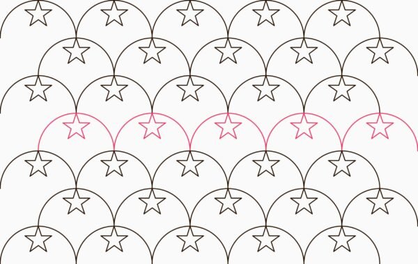 CLAMSHELL WITH STAR modern geometric clamshell star longarm quilting pattern edge to edge design