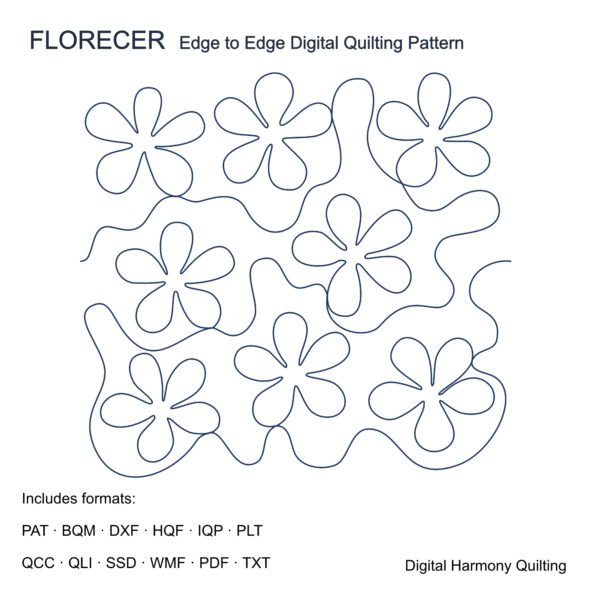 Blossom quilting motif Blossom floral quilting motif for longarm quilting machines