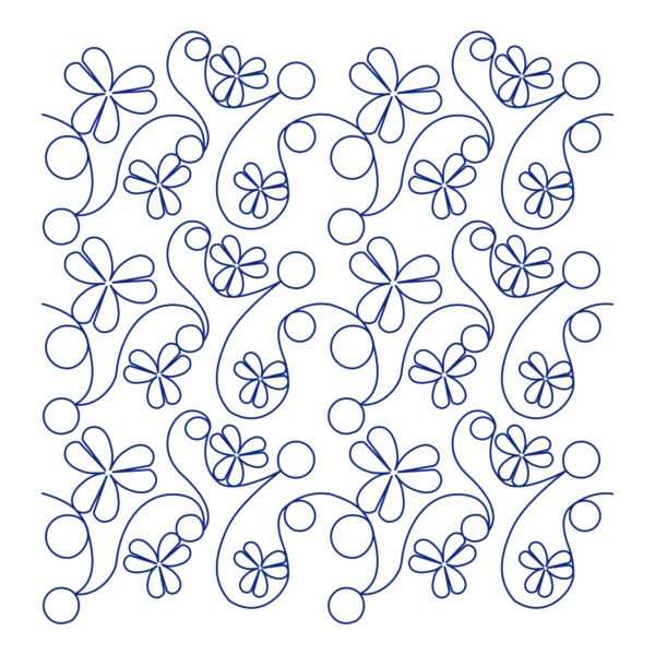 Petal Swirl floral longarm quilting pantograph pattern
